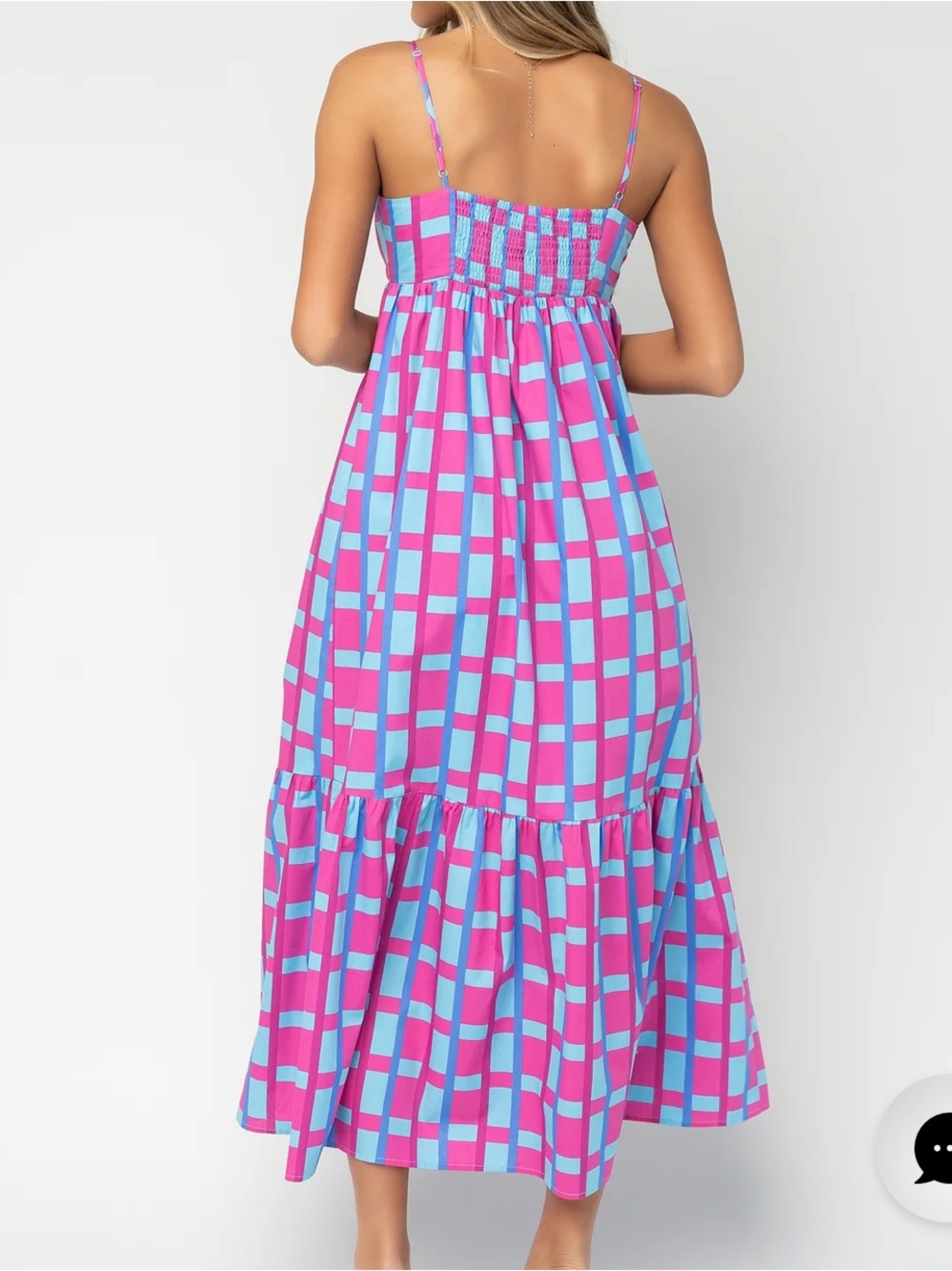 NWT Baltic Born Rita Maxi Dress Large Pink Blue Check Long Summer Sundress New - Picture 10 of 10
